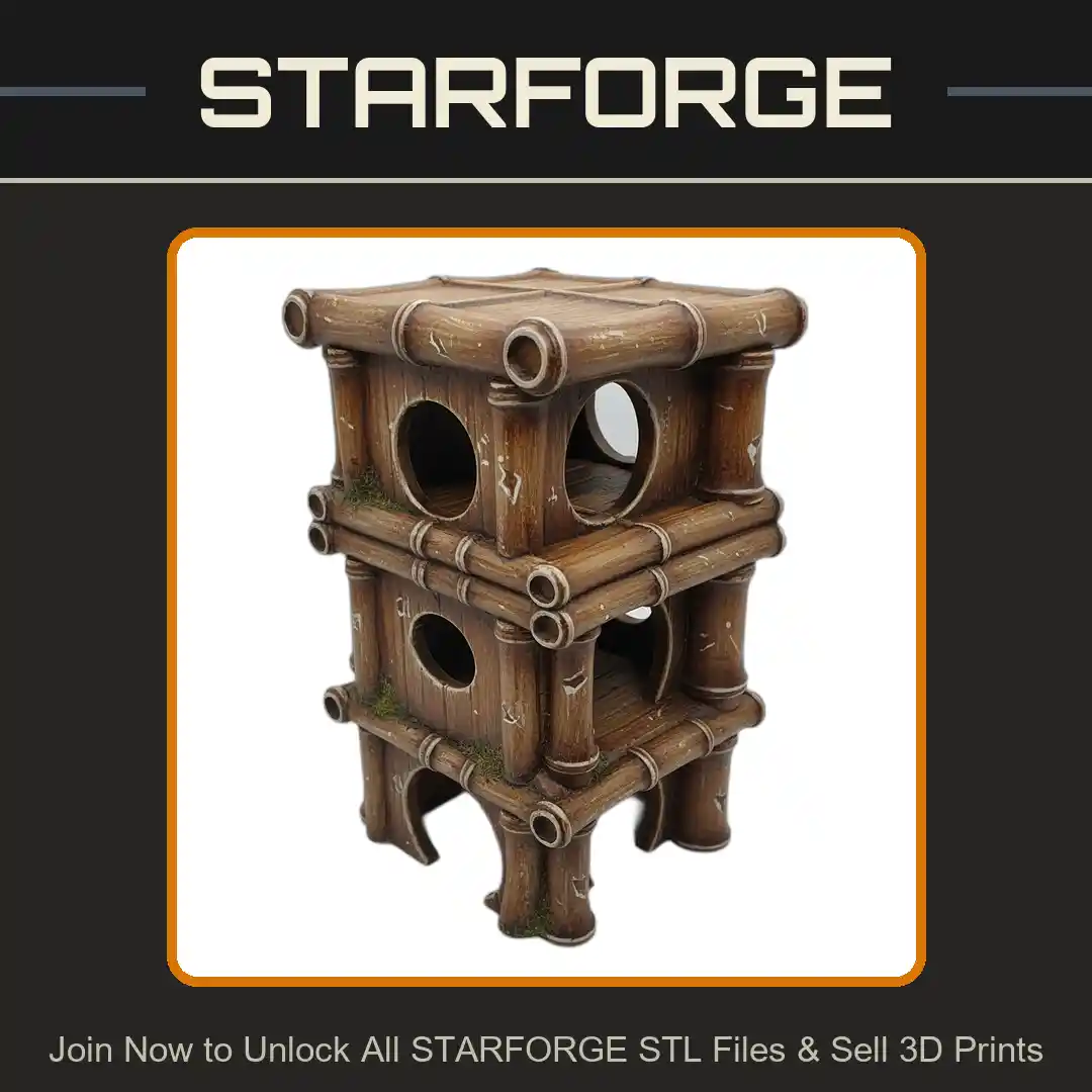 Bamboo Structure Multi-Level Hideaway Tubes Openings Reptile Fish Tank - 3D Printable STL File