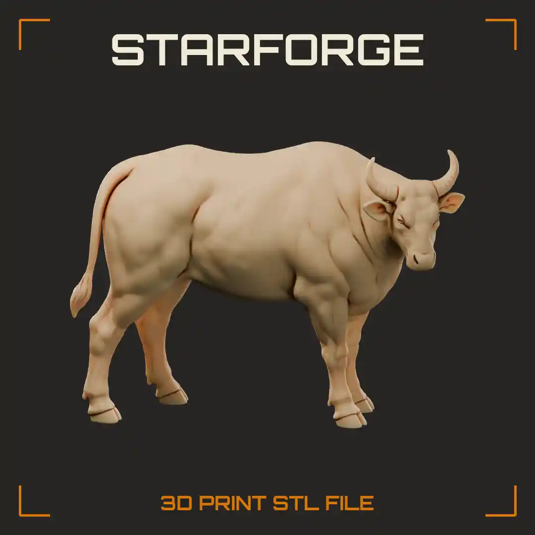 Banteng Bull Standing with White Stockings White Rump and Upcurved Horns