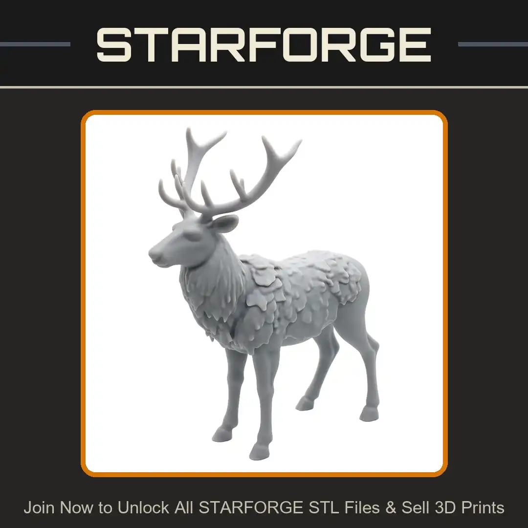 Bark Plate Back Forest Stag Elk Shaggy Mane Standing Alert Branching Tine Antlers - View 1 of 2