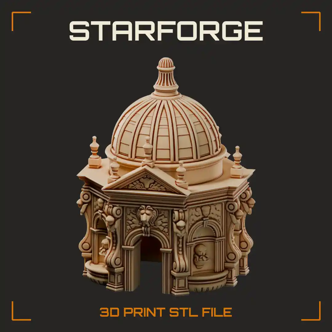 Baroque Domed Octagonal Pavilion Pet Hide with Arched Doorway and Skull Niches