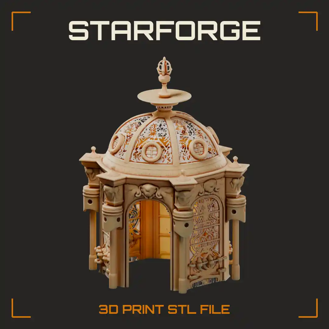 Baroque Domed Pavilion Pet Hide with Filigree Lattice Panels and Arched Doorway