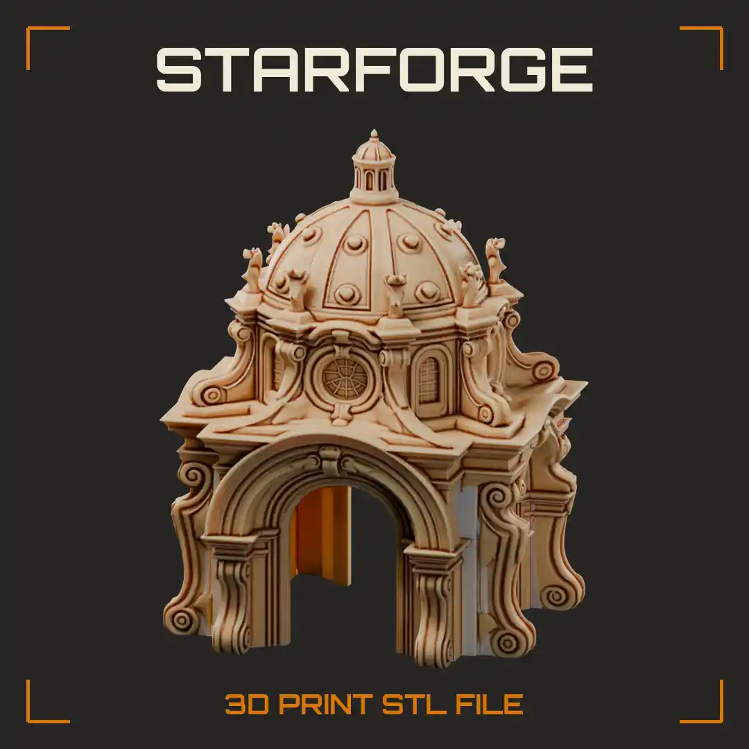 Baroque Domed Pavilion Pet Hide with Four Scrolled Arches and Ornate Lantern Cupola