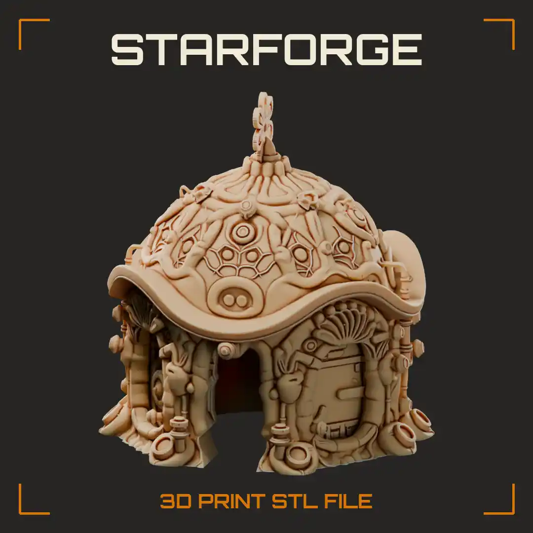 Baroque Domed Pet Hide with Ornate Scrollwork Flower Finial and Arched Entrance