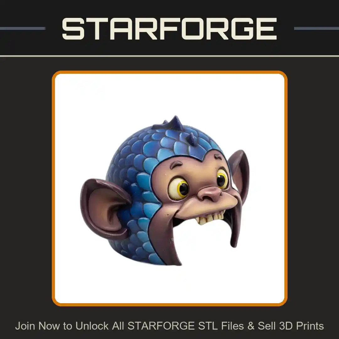 Bat Creature Cartoon Style Large Ears Fangs Playful Expression Reptile Fish Tank - 3D Printable STL File