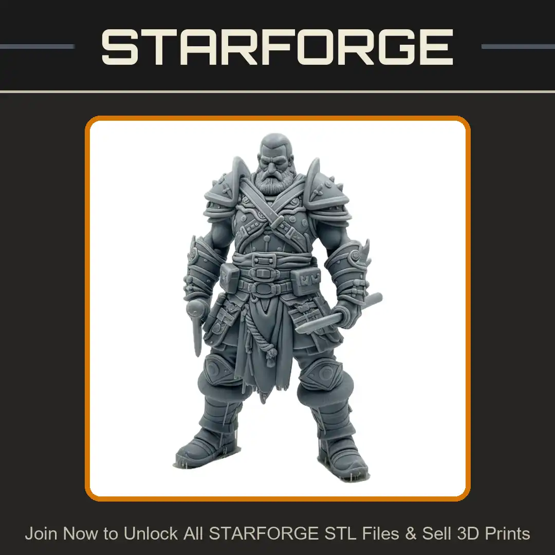 Bearded Warrior Spiked Pauldrons Plate Armor Twin Daggers Fur Boots Tabard Bracers Pouches - View 1 of 2