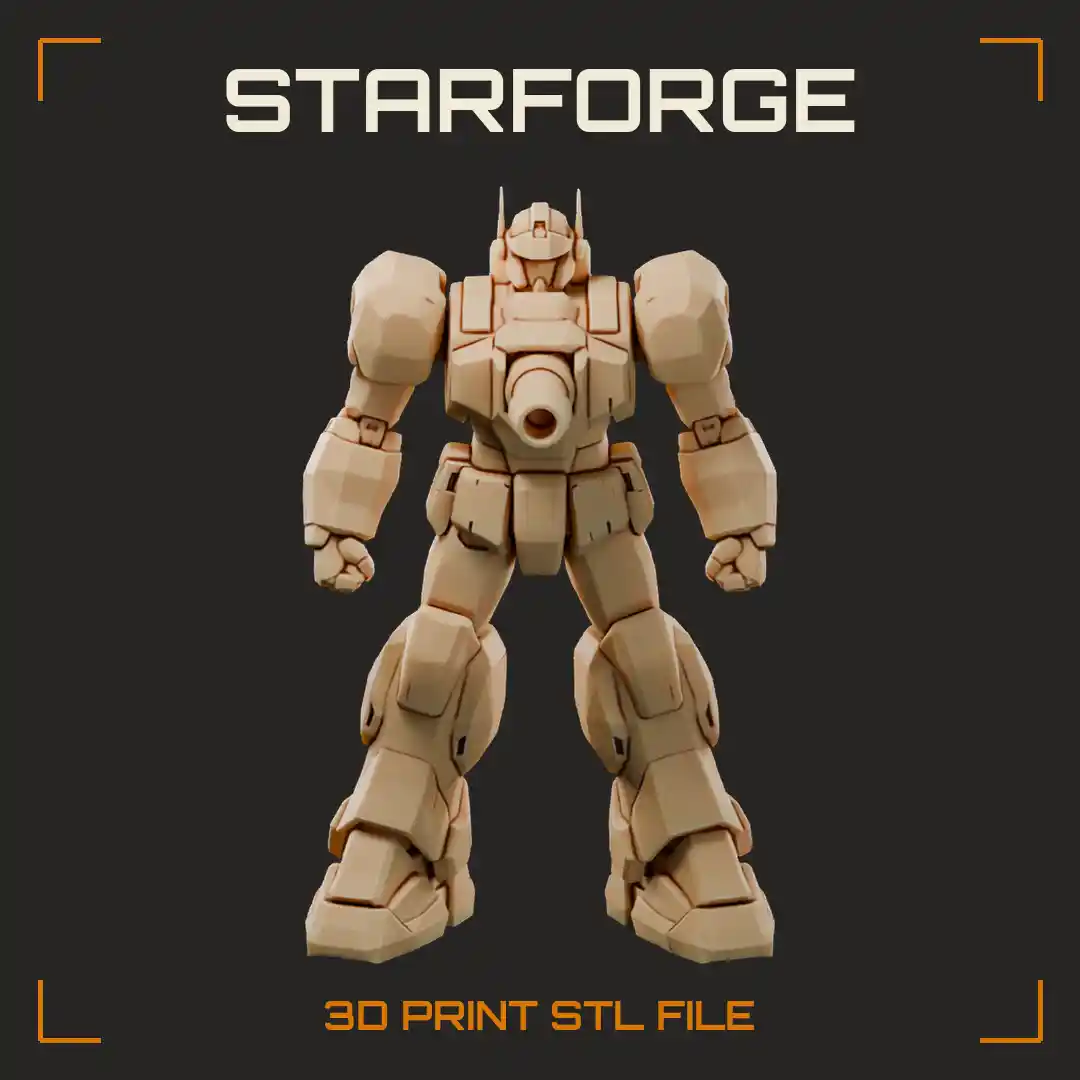 Big Robot Super Mech With Chest Cannon and Raised Fists