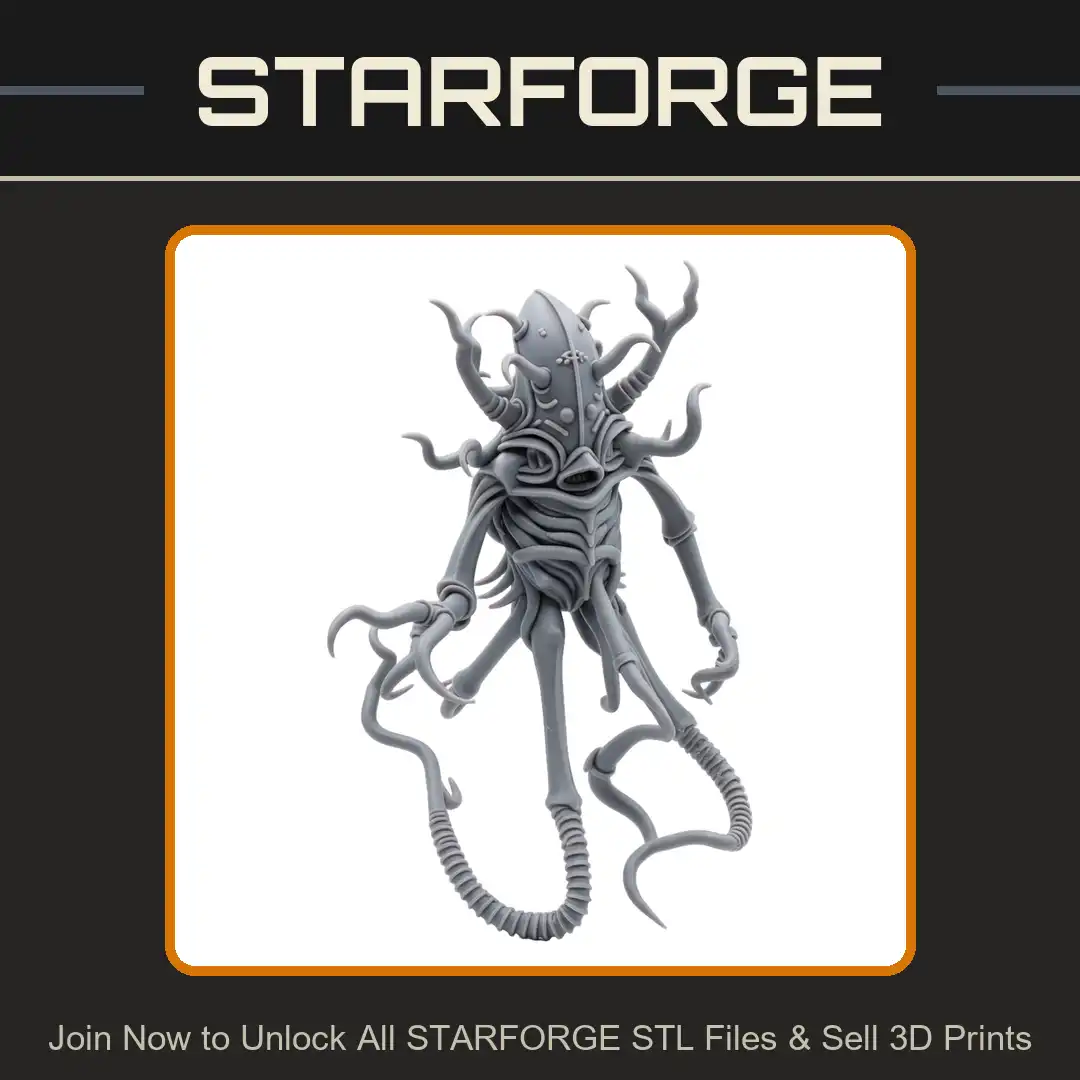 Biomechanical Horned Aberration Riveted Dome Head Ribbed Torso Tentacle Talons Spine Tail - View 1 of 2