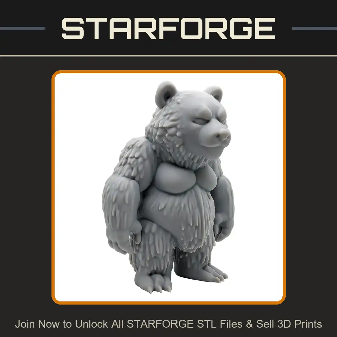 Bipedal Muscular Bear Standing Grizzly Tufted Fur Pectorals Sleeping Closed Eyes Claws - View 1 of 2