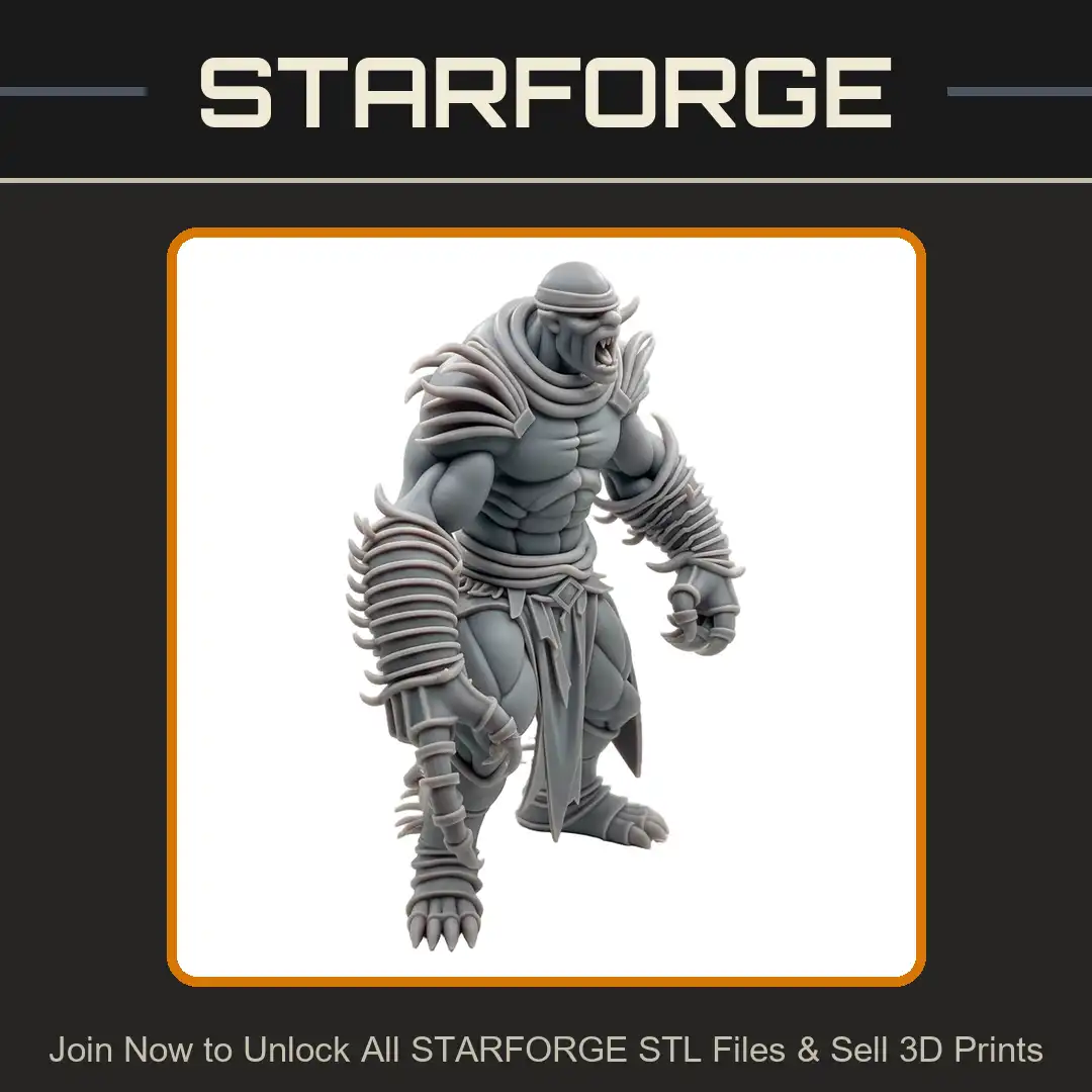 Blindfolded Ogre Berserker Spiked Pauldrons Armored Bracers Loincloth Roaring Claws - View 1 of 2