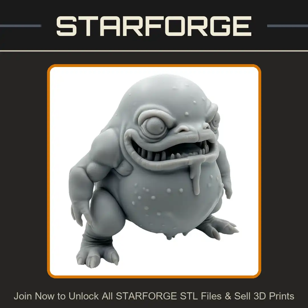 Bloated Warty Toad Monster Drooling Slime Bulging Eyes Wide Mouth Squatting Frog Mutant - View 1 of 2