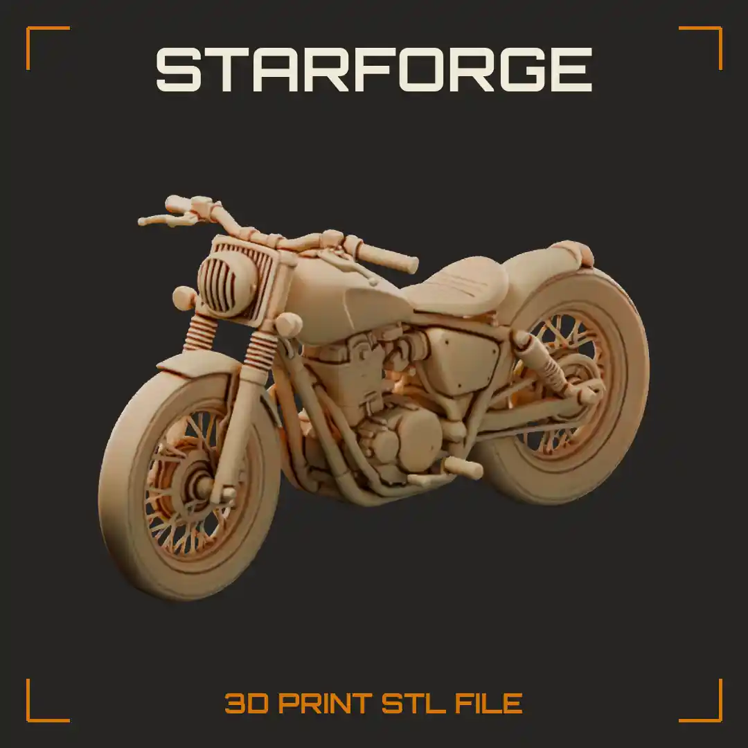 Bobber Motorcycle With Single Cylinder Engine Solo Seat Bobbed Fender And Wide Bars