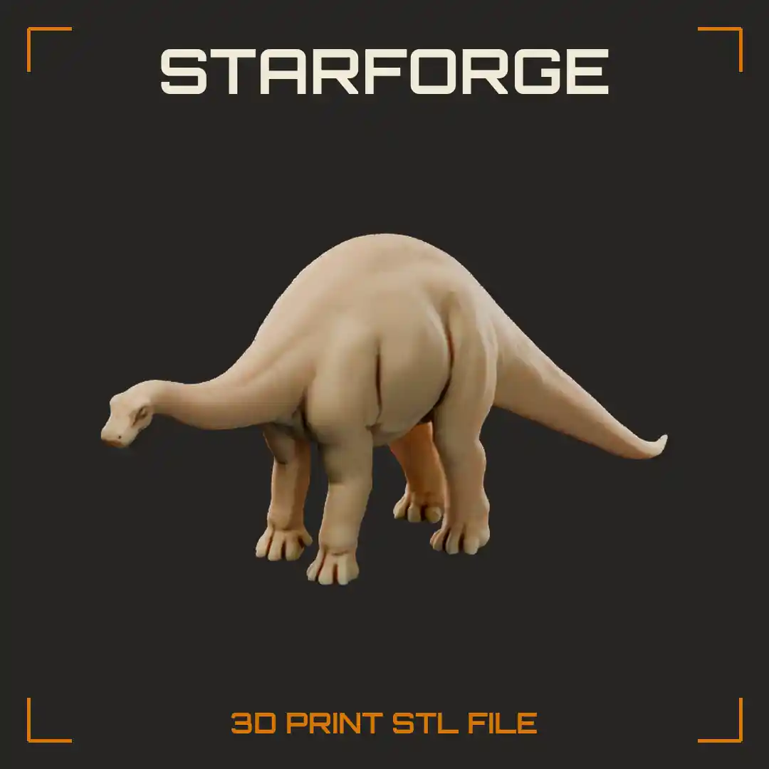 Brontosaurus Standing with Low Reaching Neck Deep Bulky Body and Long Tapering Tail