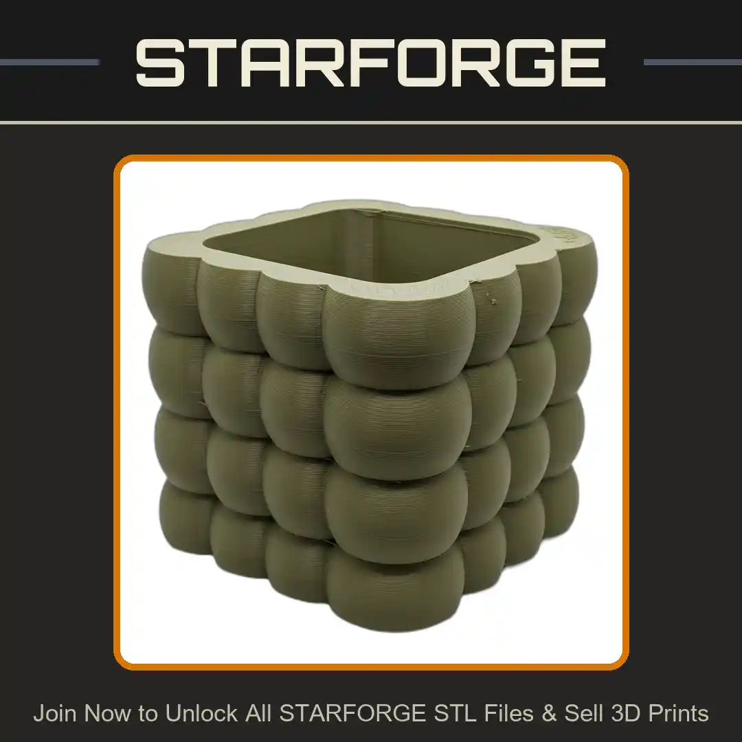 Bubble Texture Square Planter for Indoor Greenery Vase Mode - 3D Printable STL File