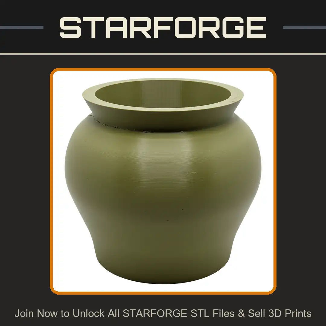 Bulbous Round Ginger Jar Pot Vase Flared Rim Shoulder Tapered Base Vessel Urn Planter - View 1 of 2