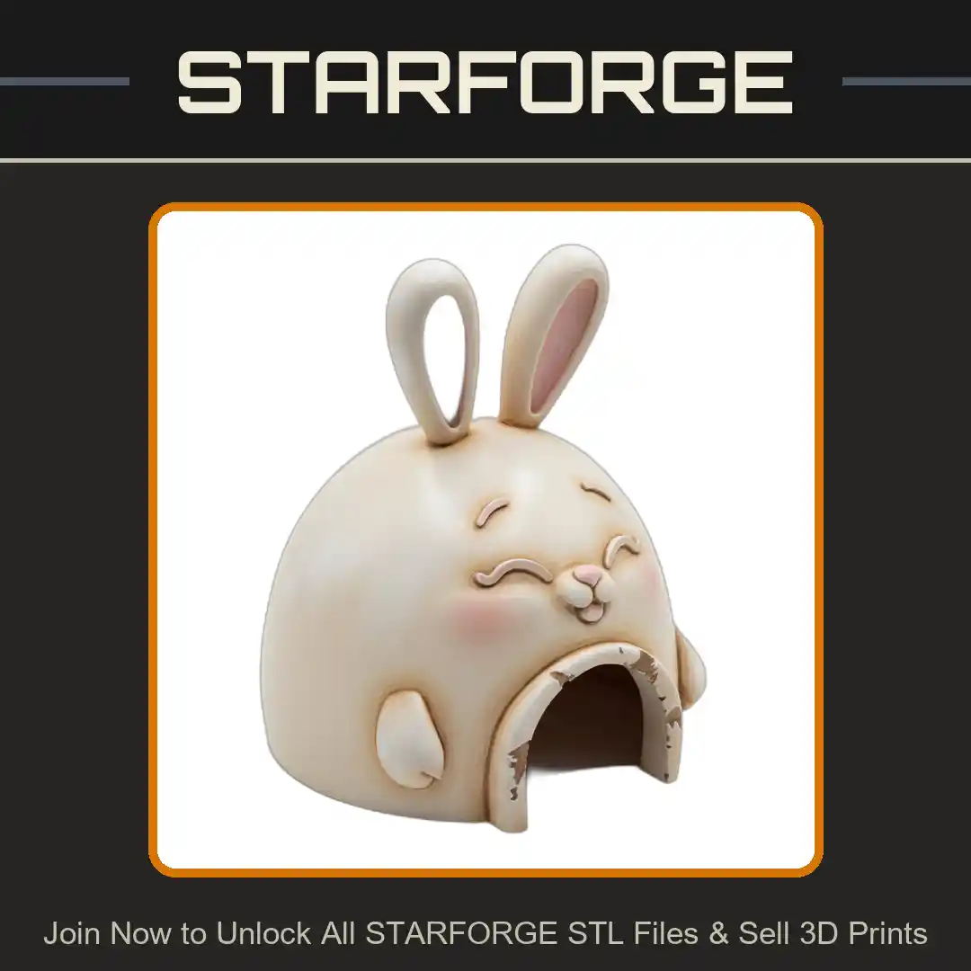 Bunny Shaped Hideout Dome Ears Entrance Cute Design Reptile Fish Tank - 3D Printable STL File