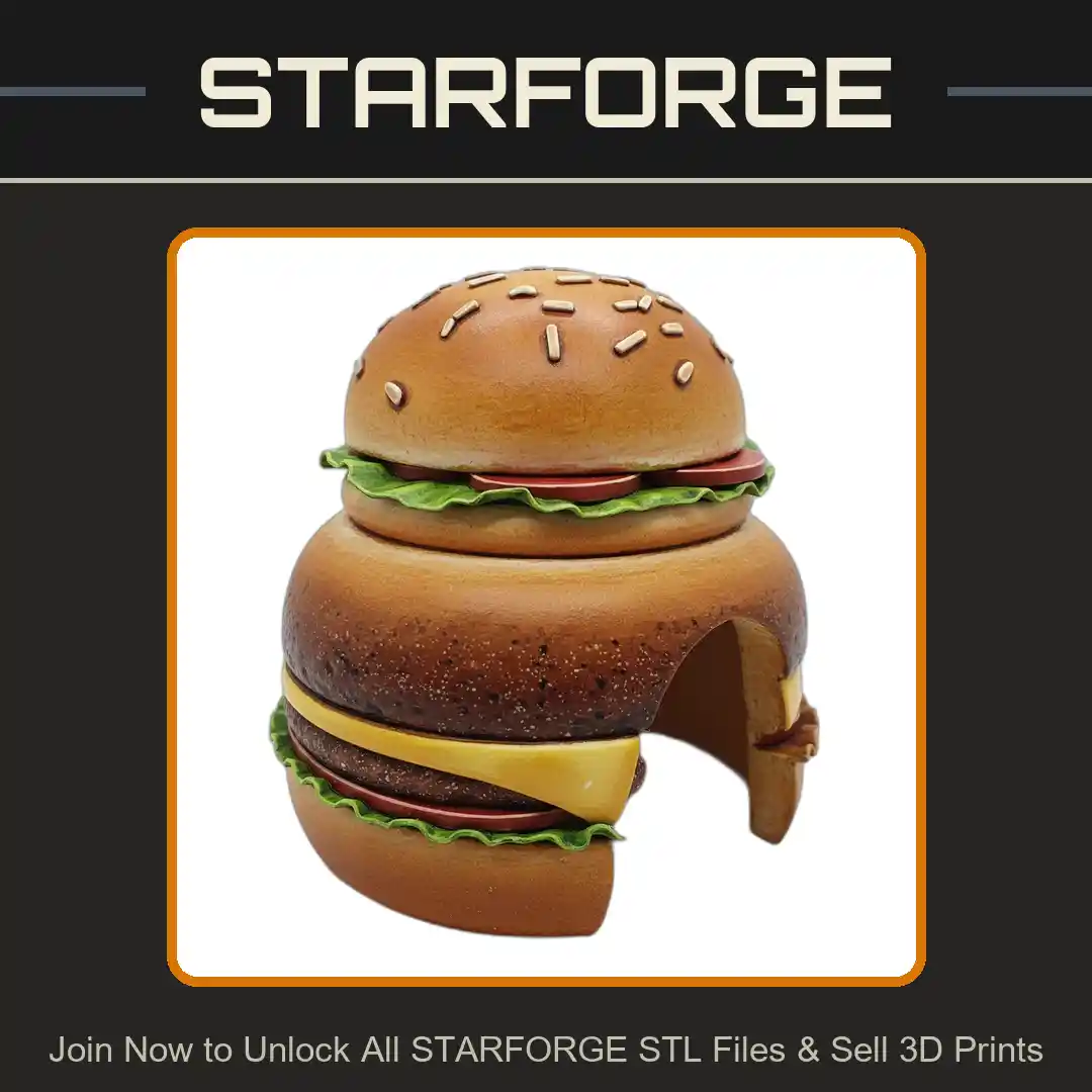 Burger Shaped Hideout Sprinkles Bun Lettuce Entrance Reptile Fish Tank - 3D Printable STL File