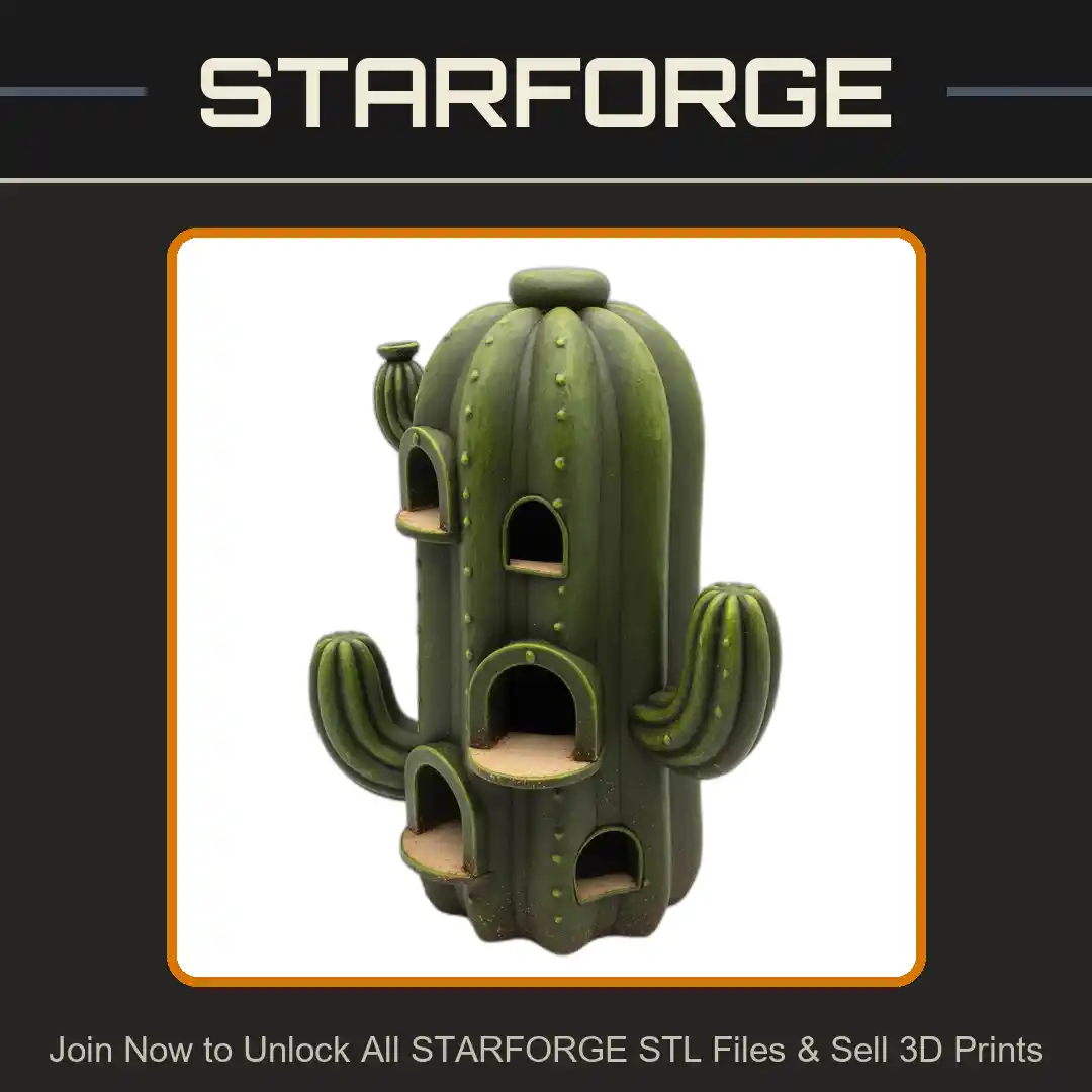 Cactus Shaped Multiple Entrances Desert Theme Reptile Fish Tank - 3D Printable STL File