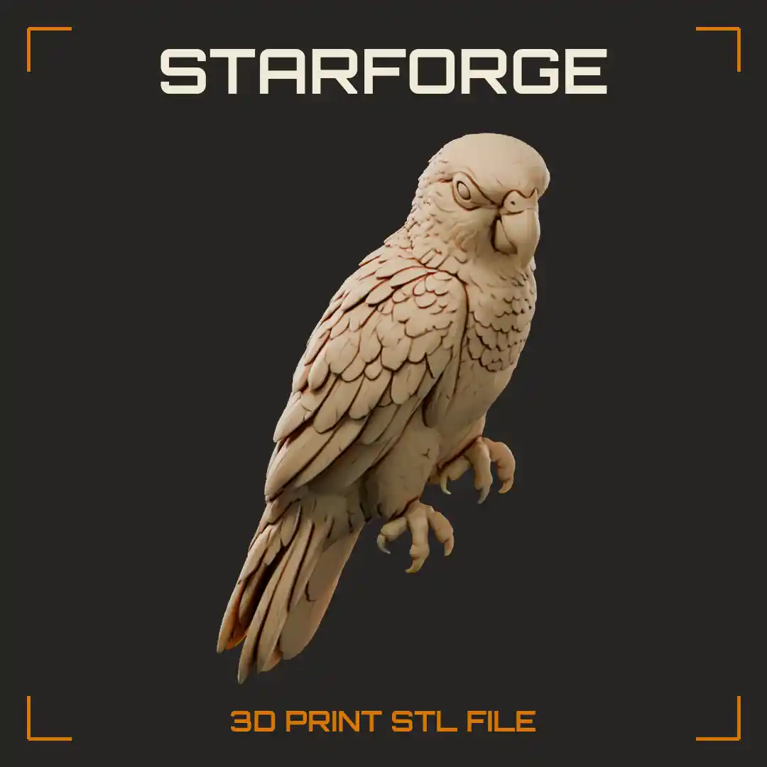 Caique Perched With Yellow Head White Chest Green Wings And Stocky Body - 3D Printable STL File