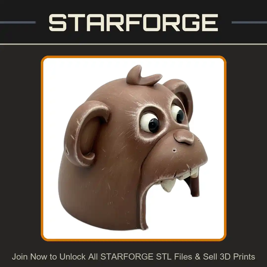 Cartoon Dog Head Rounded Ears Nose Whiskers Playful Expression Reptile Fish Tank - 3D Printable STL File