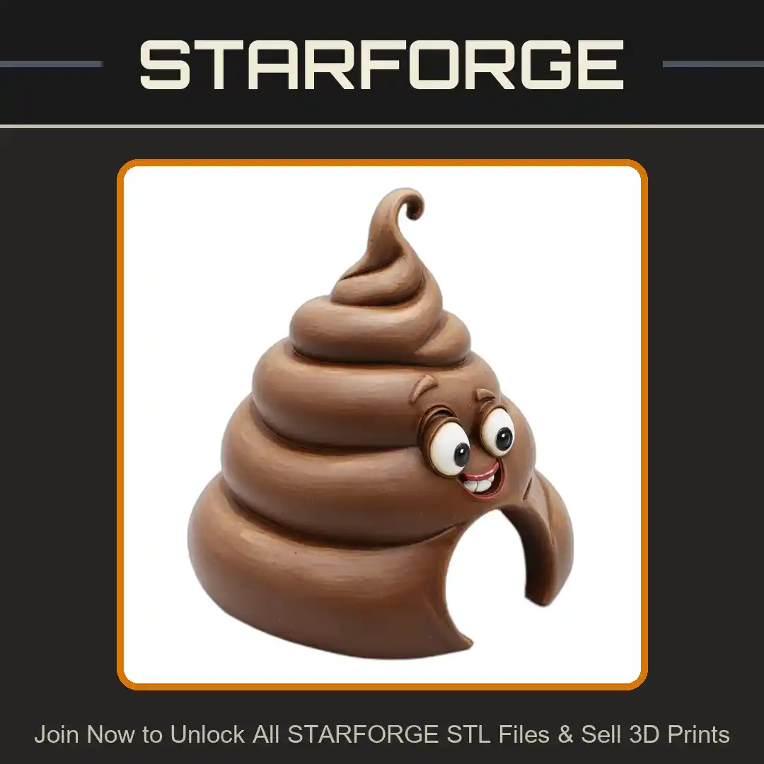 Cartoon Poop Emoji Hideout Spiral Shape Smiling Face Fun Design Reptile Fish Tank - 3D Printable STL File