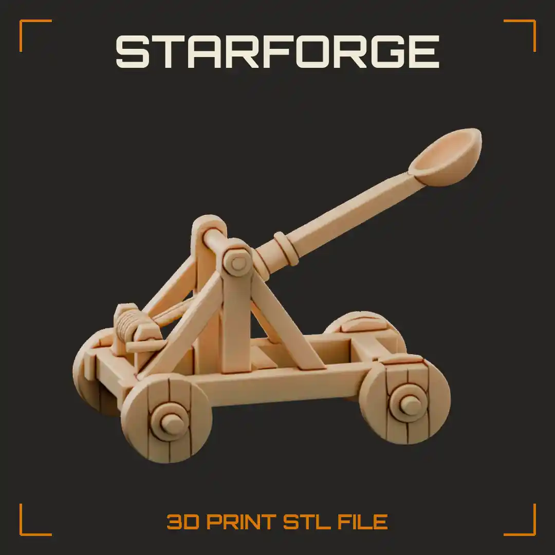 Catapult Cart With Wooden Throwing Arm Torsion Rope Bundle And Spoked Wheels