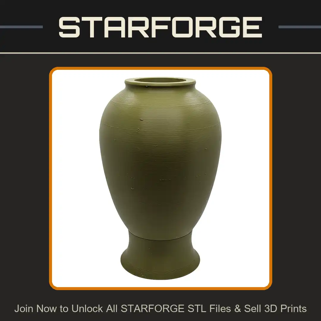 Ceramic Vase Bulbous Stoneware Jar Ancient Urn Flared Pedestal Base Narrow Neck Vessel - View 1 of 2