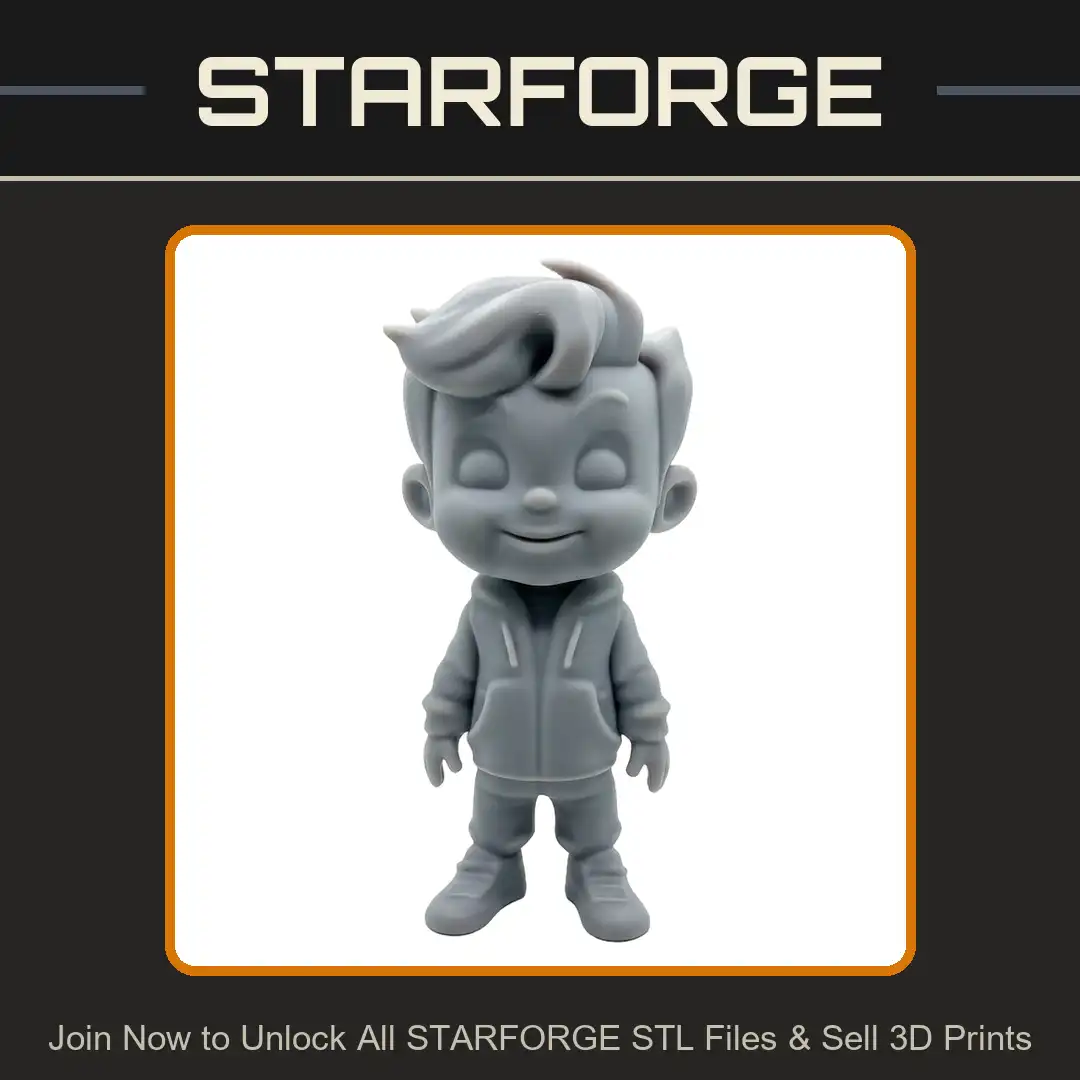 Chibi Cartoon Boy Kid Child Hoodie Joggers Sneakers Quiff Hair Stylized Standing - View 1 of 2