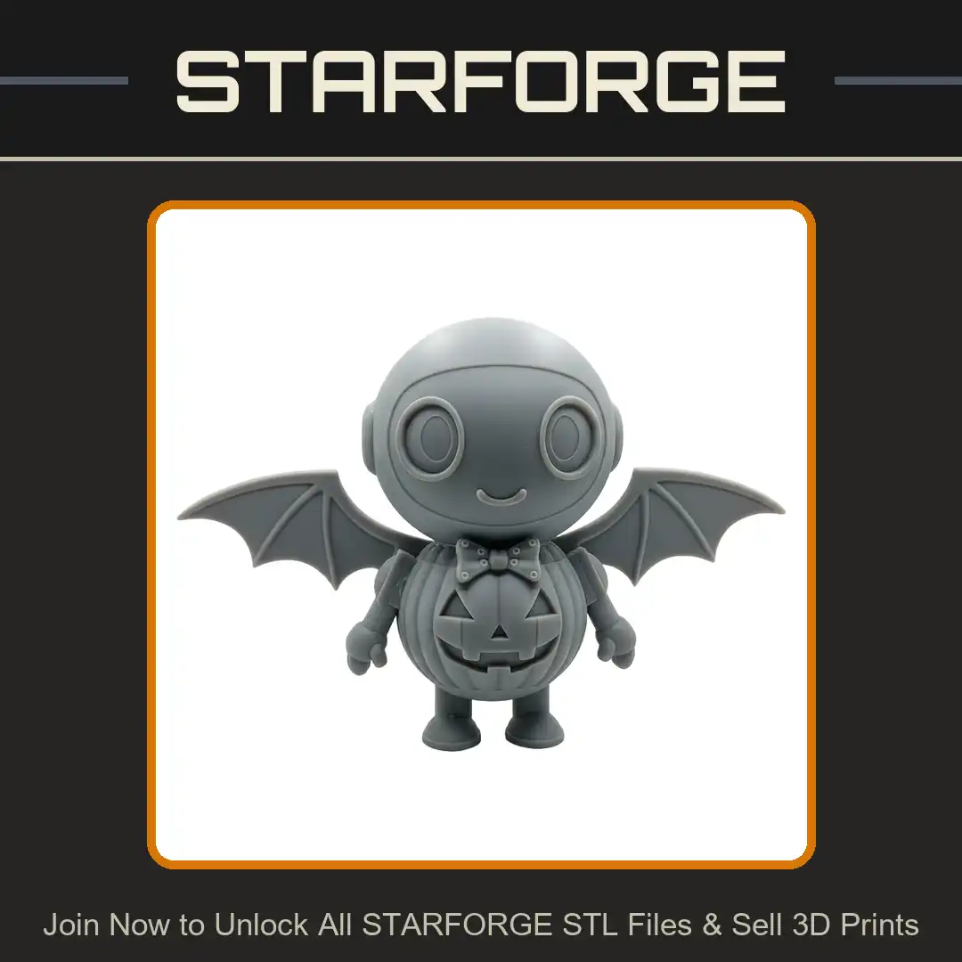 Chibi Halloween Robot Pumpkin Jack O Lantern Bat Wings Mechanical Bow Tie Bot Android - View 1 of 2