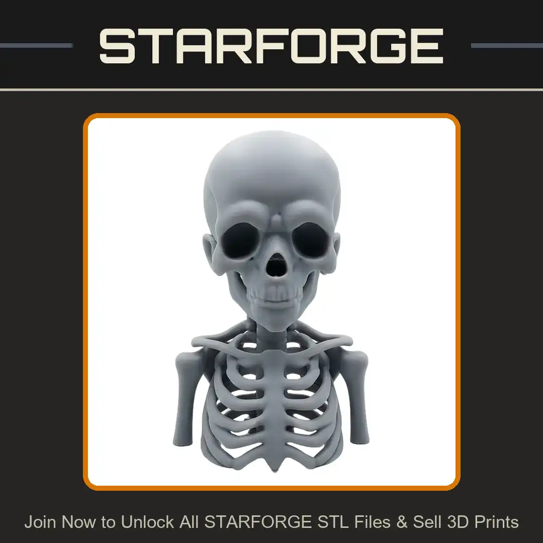 Chibi Stylized Skeleton Skull Bust Ribcage Vertebrae Jaw Anatomy Big Head Ribs Ears - View 1 of 2