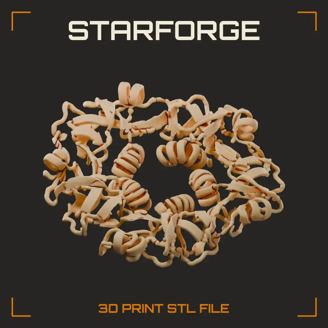 Cholera Toxin B Pentamer Protein Ring with Five Beta Sheet Subunits and Central Helix Pore - 3D Printable STL File