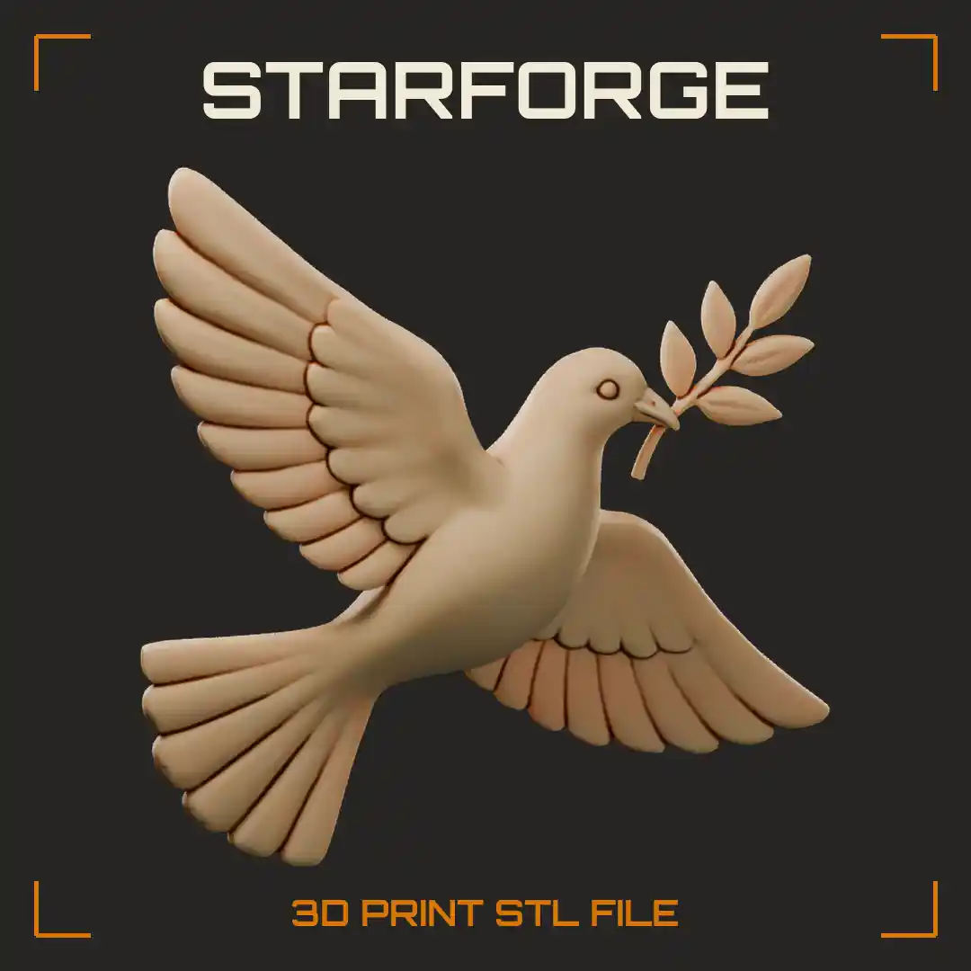Christmas Dove With Olive Sprig Spread Wings And Fanned Tail Feathers