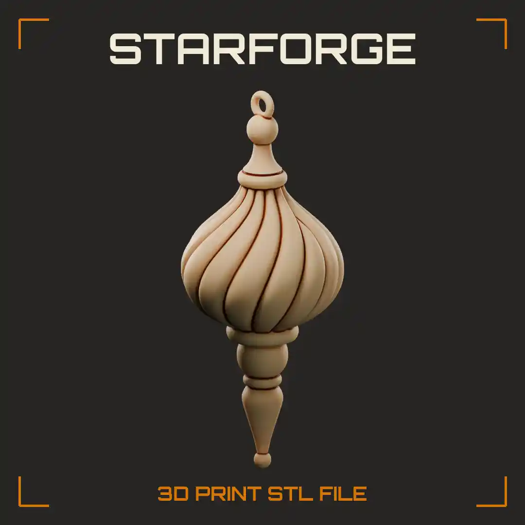 Christmas Ornament Onion Dome Shape With Ribbed Gores Point Finial And Cap