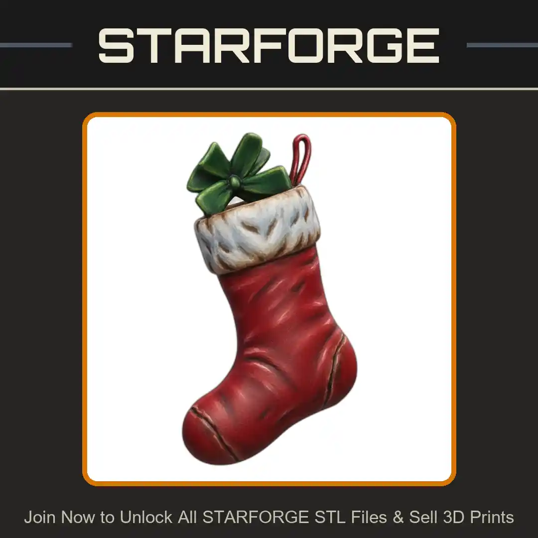 Christmas Stocking with Bow and Gift for Holiday Decor - 3D Printable STL File