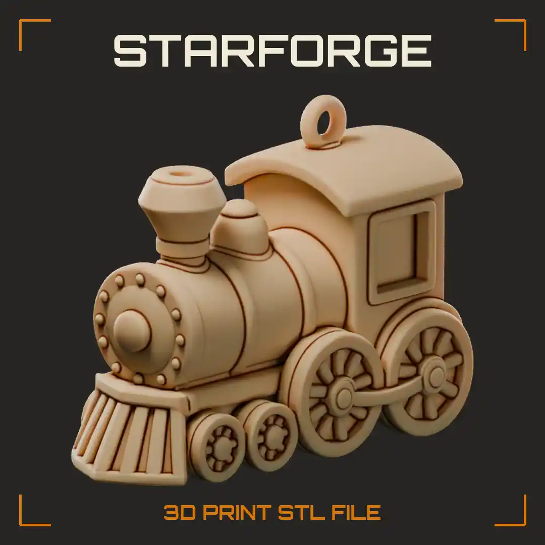 Christmas Train Ornament With Locomotive Boiler Cab Wheels And Hanging Loop