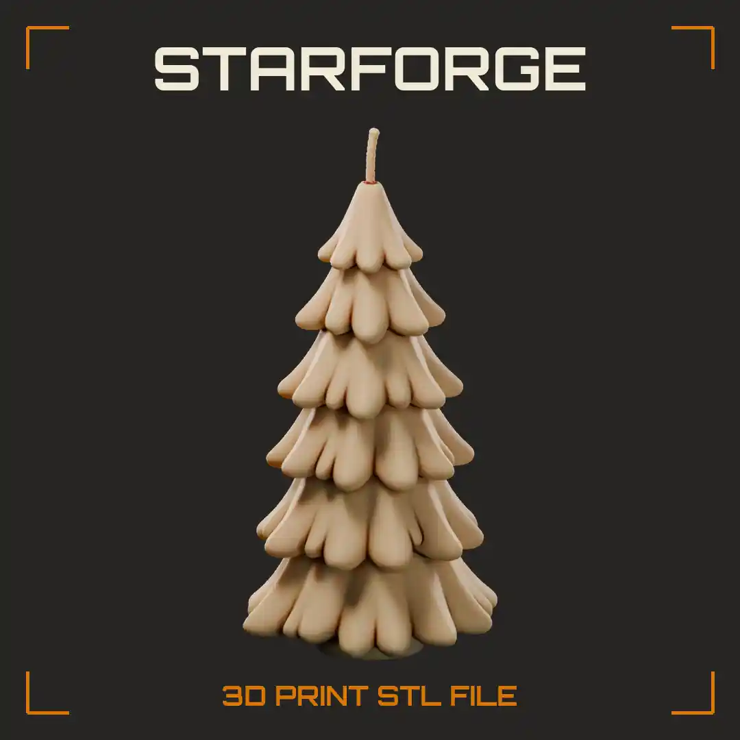 Christmas Tree Candle with Tiered Branches Star Top and Round Base