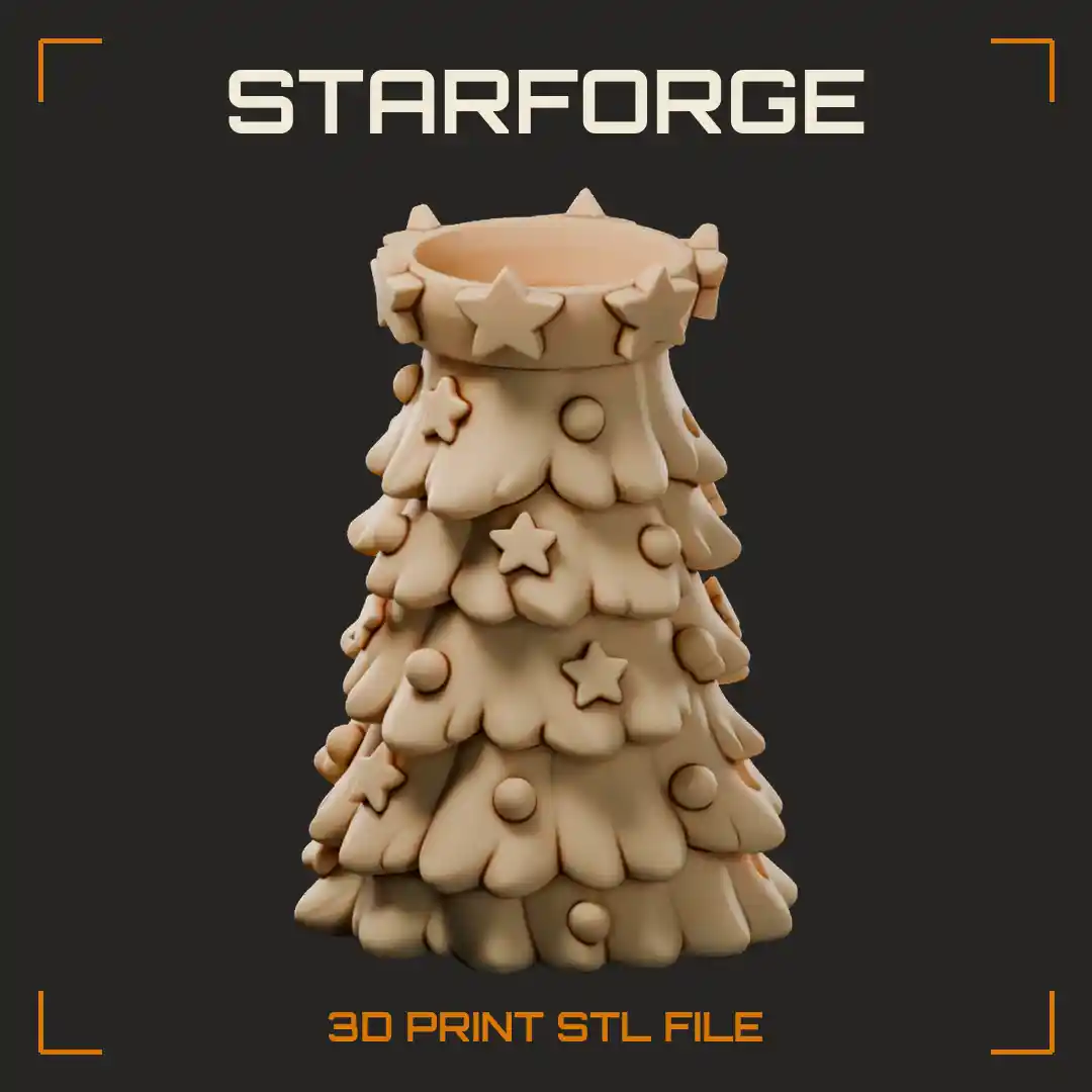 Christmas Tree Planter Pot With Star Rim Ribbed Sides And Drainage Base