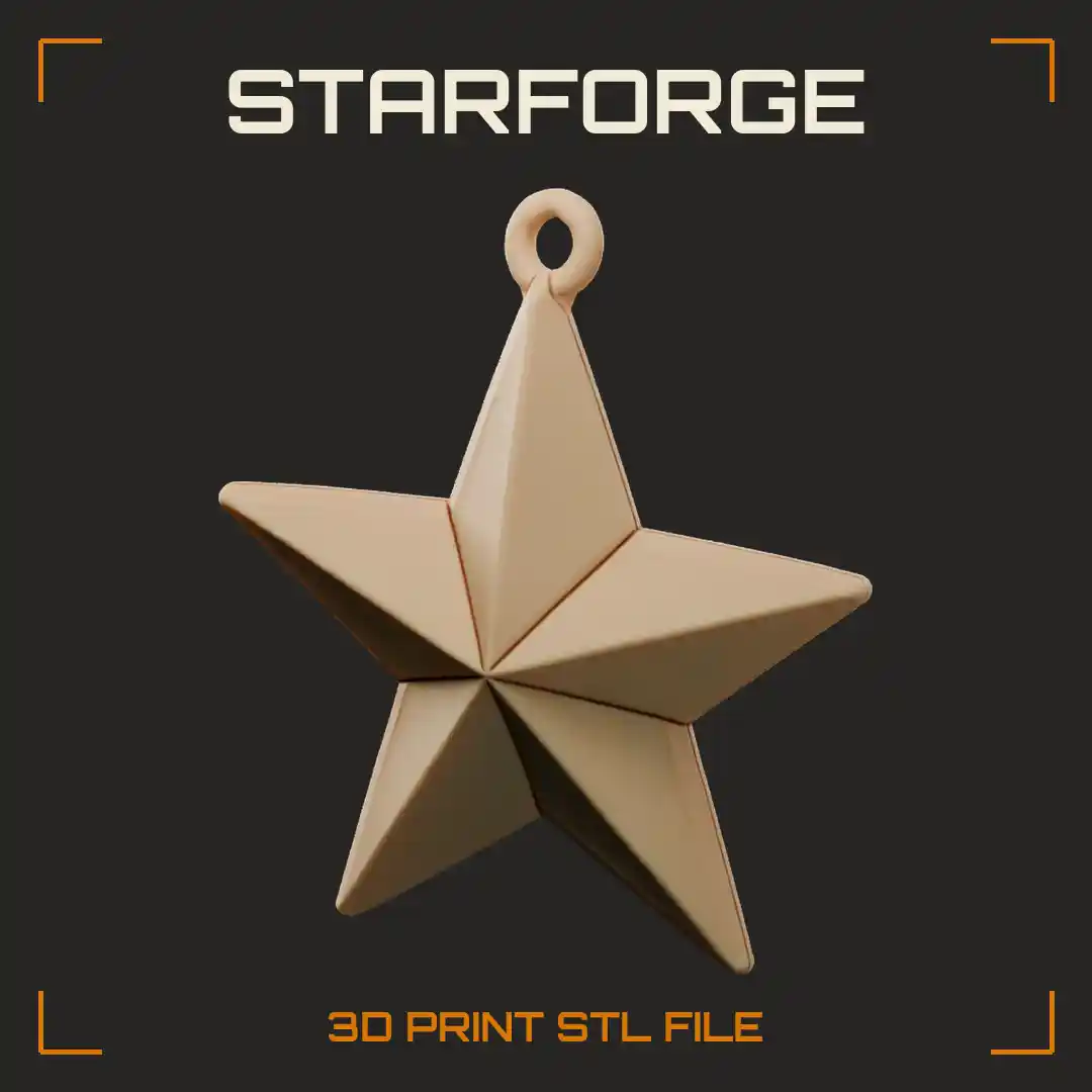 Christmas Tree Star Ornament With Beveled Five Points Center Gem And Loop