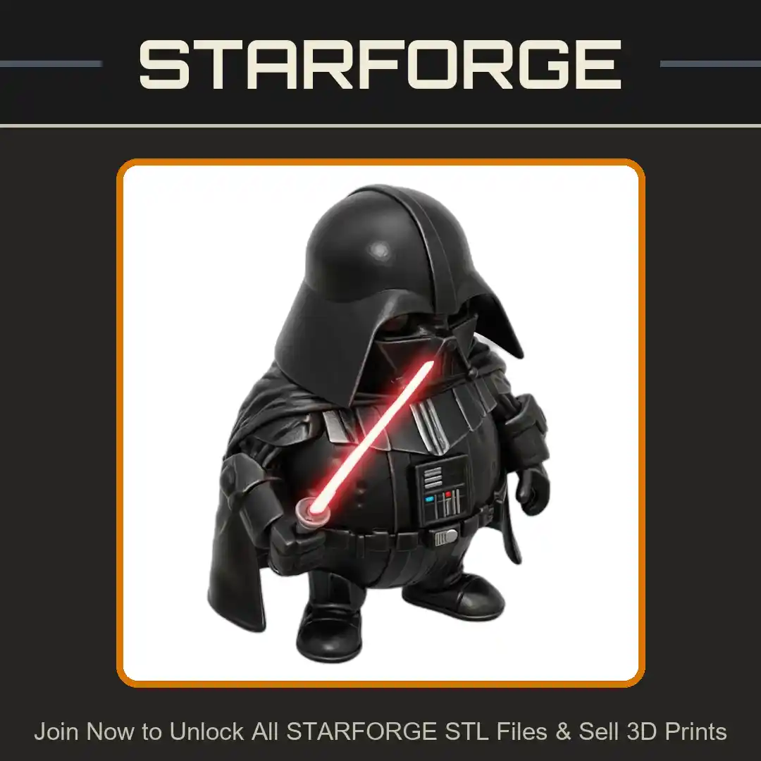 Chubby Dark Lord Parody Figurine with Cape and Saber - 3D Printable STL File