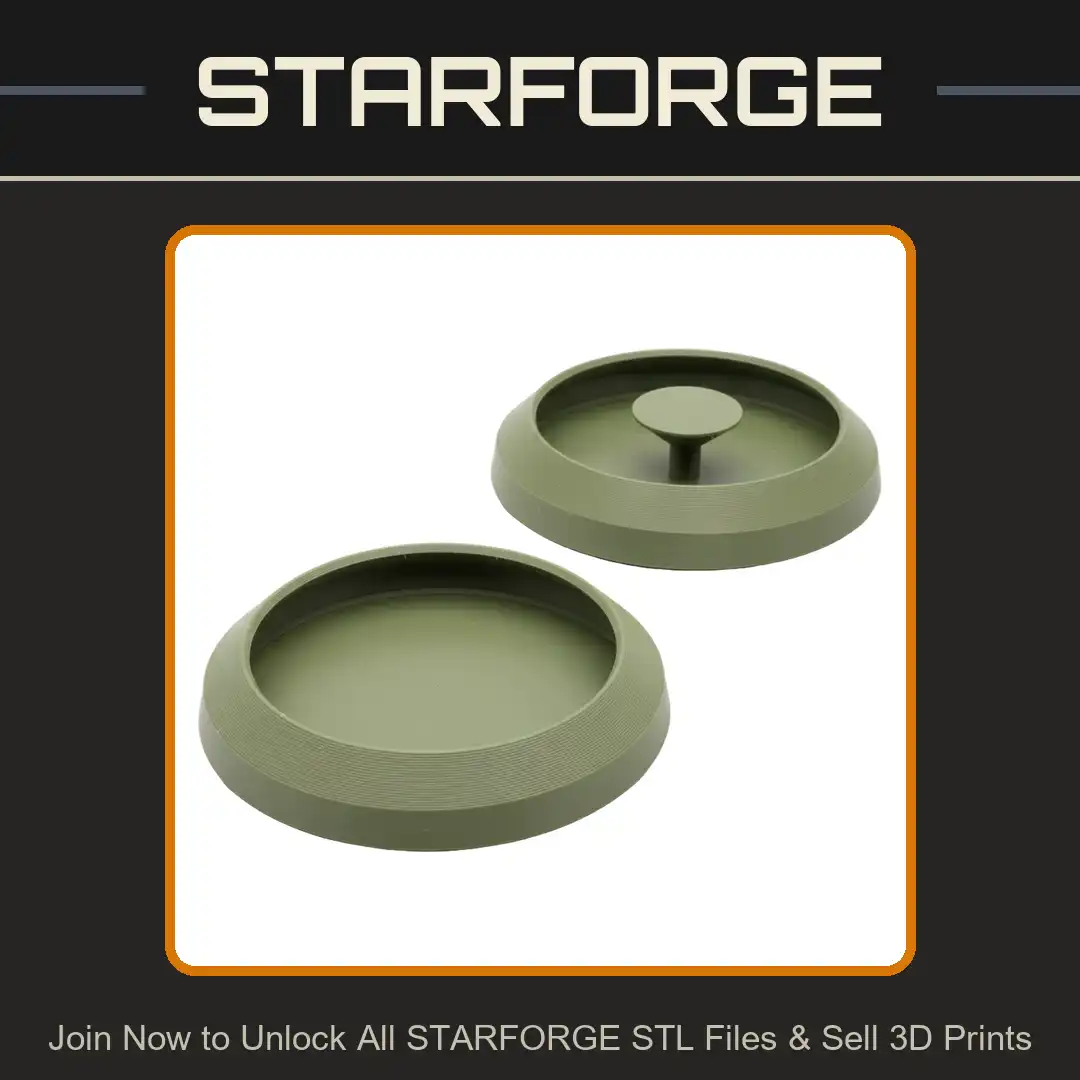 Circular Round Beveled Low Profile Tray Lid Set Handle Knob Recessed Base Cap - View 1 of 3