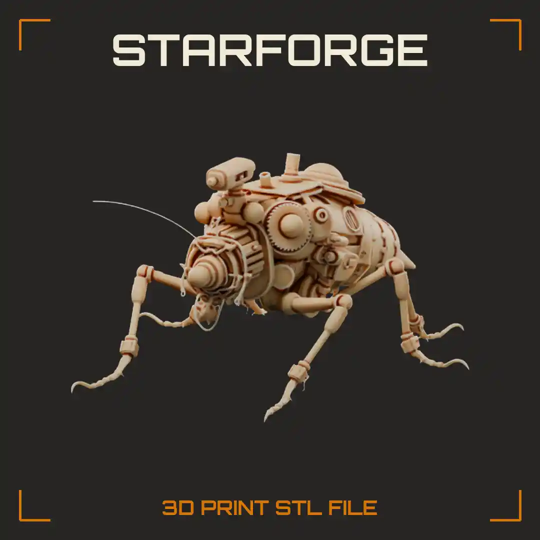 Clockwork Brass Roach with Riveted Drill-Cone Abdomen Periscope and Jointed Piston Legs - 3D Printable STL File