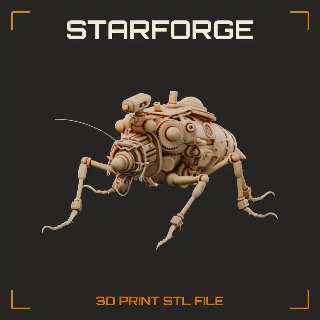 Clockwork Brass Roach with Riveted Drill-Tipped Abdomen and Jointed Piston Legs - 3D Printable STL File