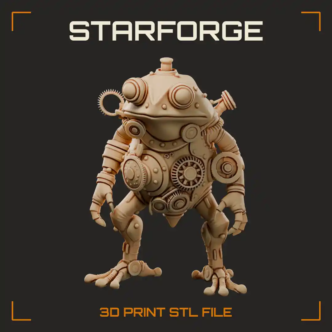 Clockwork Sewer Toad with Riveted Brass Belly Gears and Goggle Eyes - 3D Printable STL File