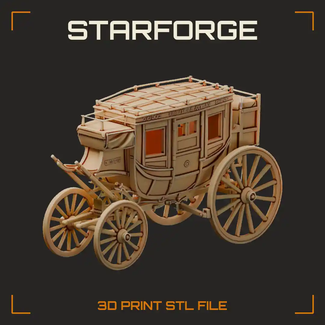 Concord Stagecoach Enclosed Passenger Coach with Roof Rail Leather Thoroughbraces and Spoked Wheels