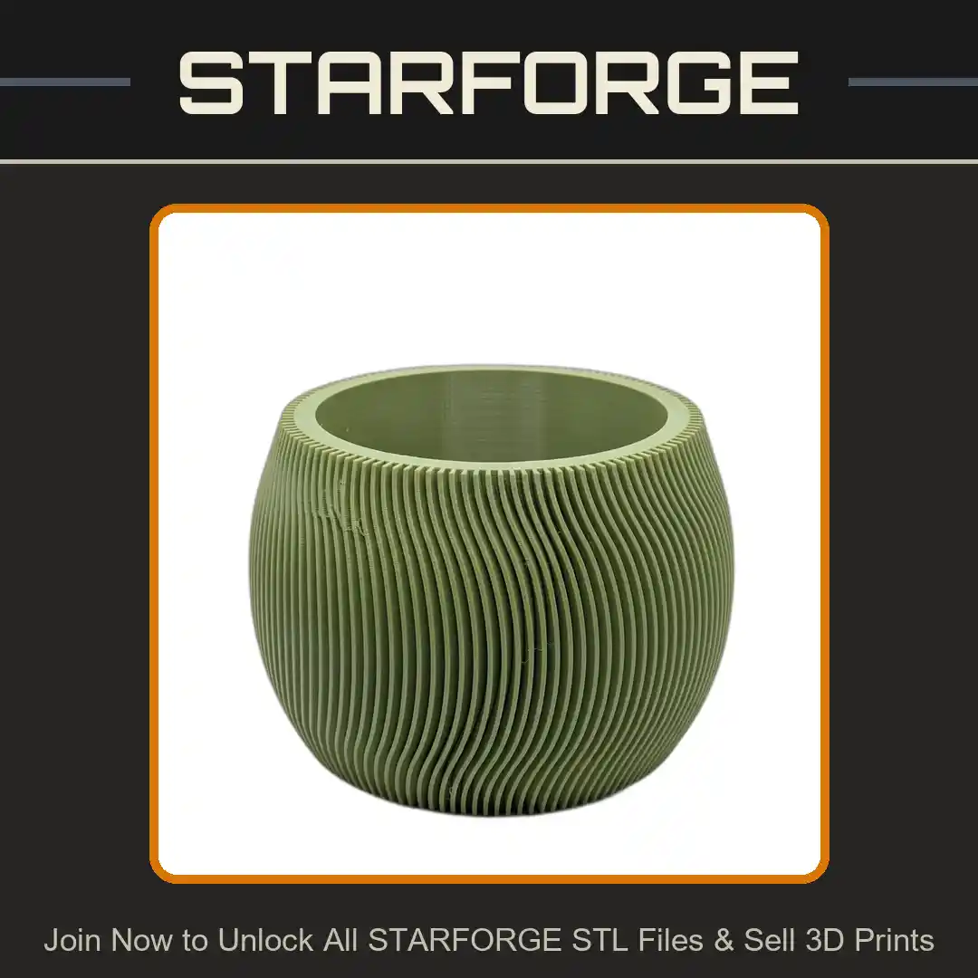 Contemporary Ribbed Planter with Elegant Curved Design Vase Mode - 3D Printable STL File