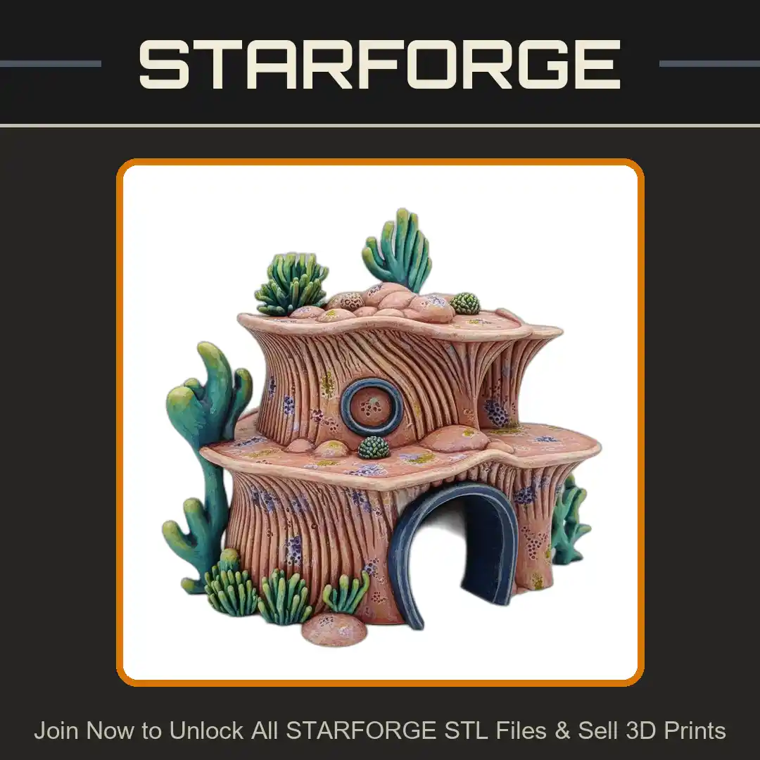 Coral Reef Themed Hideaway Cave Entrance Textured Surface Sea Plants Reptile Fish Tank - 3D Printable STL File