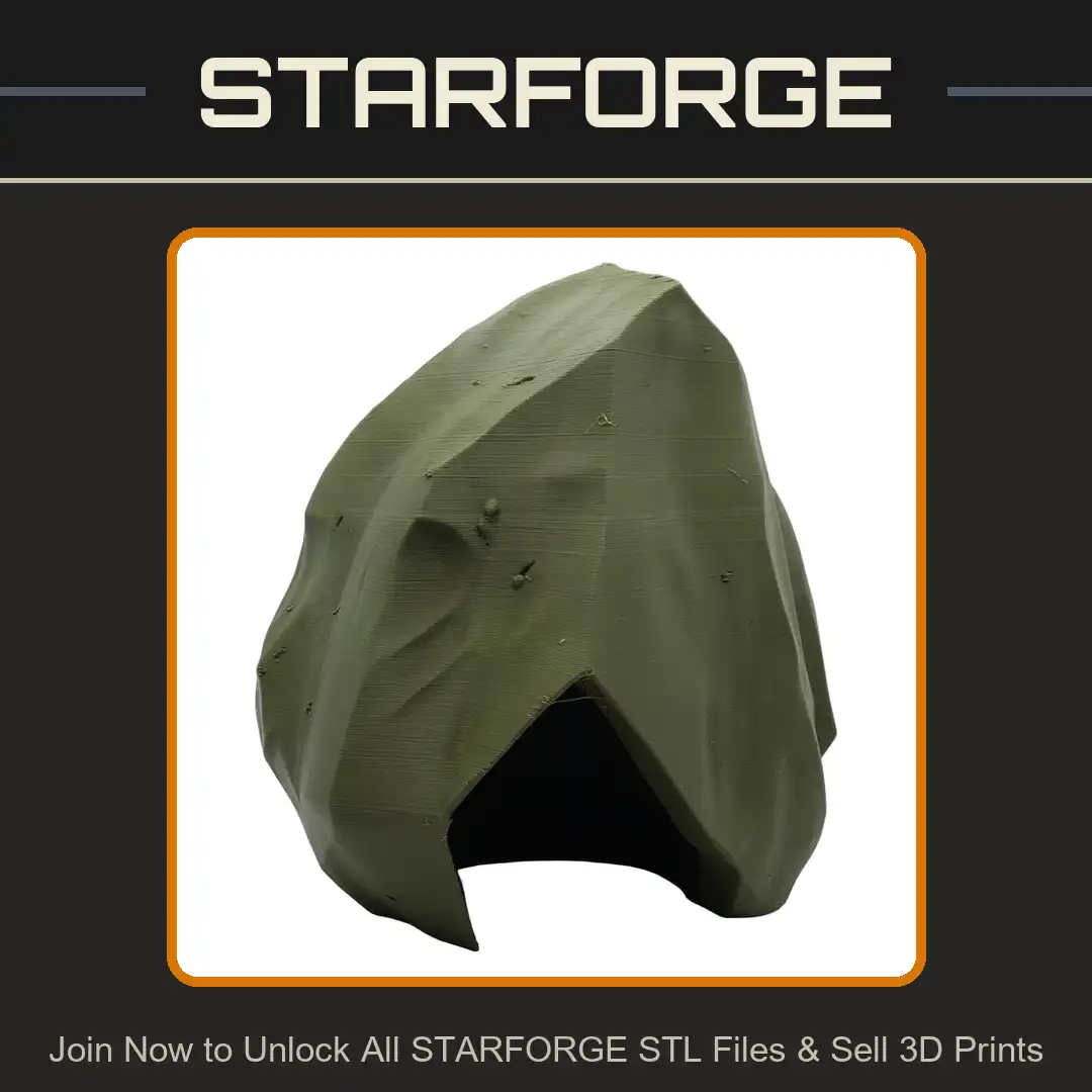 Cracked Weathered Stone Hood Faceted Rock Cowl Golem Mask Earth Elemental Headgear - View 1 of 2