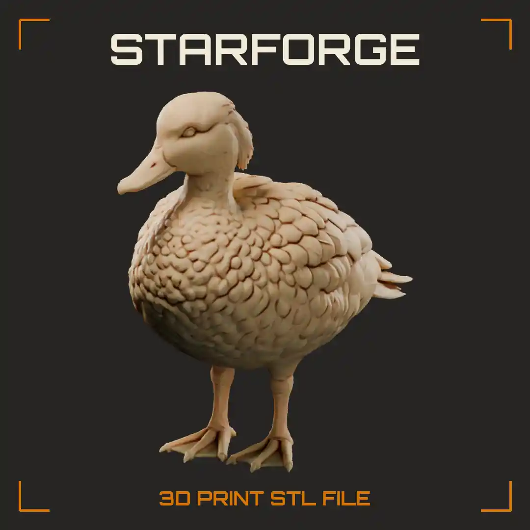 Crested Duck Standing with Speckled Brown Breast Grey Head Drooping Crest and Short Bill