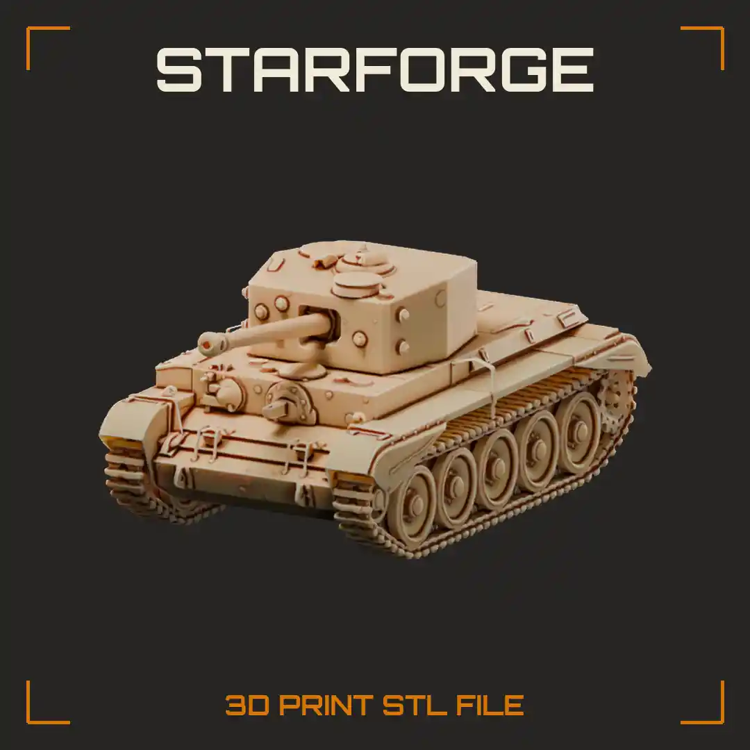 Cromwell Cruiser Tank with Boxy Bolted Turret 75mm Gun and Five Large Road Wheels