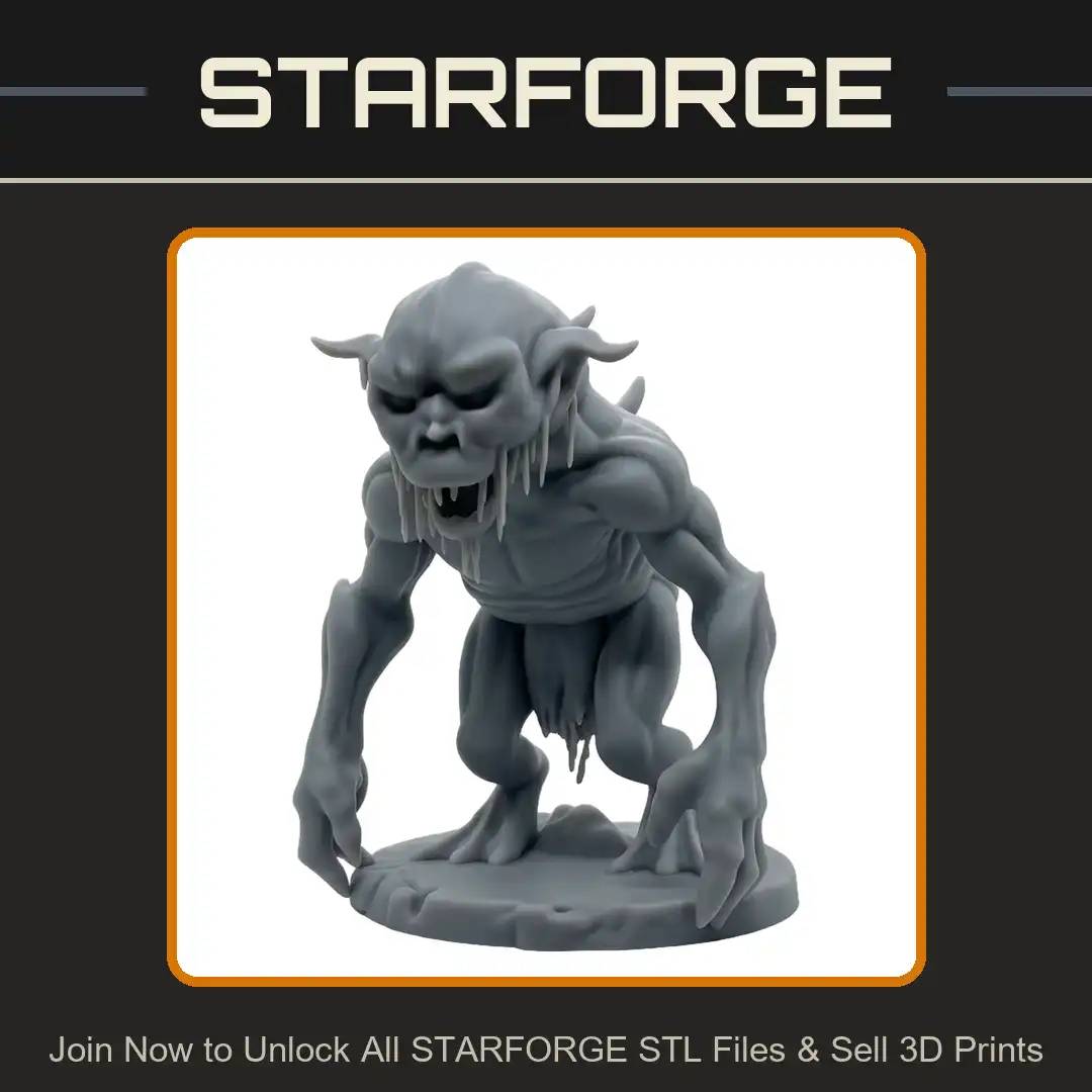 Crouching Horned Spiked Troll Segmented Abdomen Mouth Tendrils Clawed Hands Loincloth - View 1 of 2