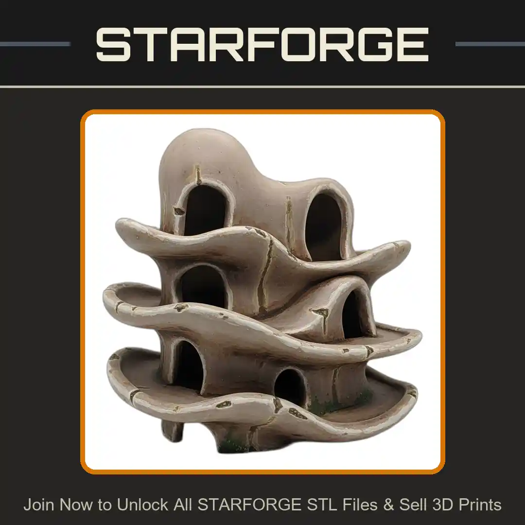 Curved Multi-Level Cave Structure Openings Organic Design Reptile Fish Tank - 3D Printable STL File